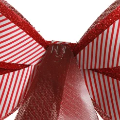 Candy Cane Stripe Christmas Bow with Glitter Edge Best Sale