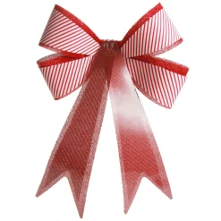 Candy Cane Stripe Christmas Bow with Glitter Edge Best Sale