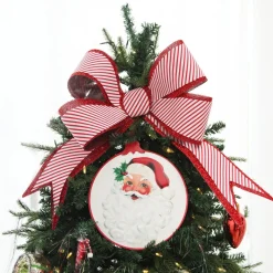 Candy Cane Stripe Christmas Bow with Glitter Edge Best Sale