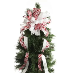Candy Cane Stripe Deluxe Tree Topper Bow with Streamers Flash Sale