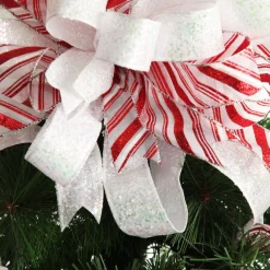 Candy Cane Stripe Deluxe Tree Topper Bow with Streamers Flash Sale