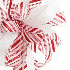 Candy Cane Stripe Deluxe Tree Topper Bow with Streamers Flash Sale