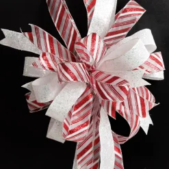 Candy Cane Stripe Deluxe Tree Topper Bow with Streamers Flash Sale