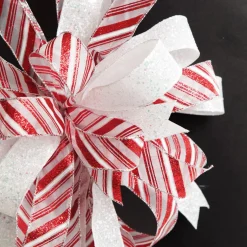Candy Cane Stripe Deluxe Tree Topper Bow with Streamers Flash Sale