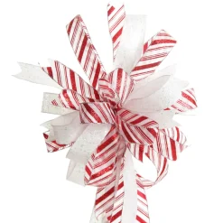 Candy Cane Stripe Deluxe Tree Topper Bow with Streamers Flash Sale
