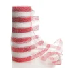 Candy Cane Stripe Metallic Thread Decomesh Roll Outlet