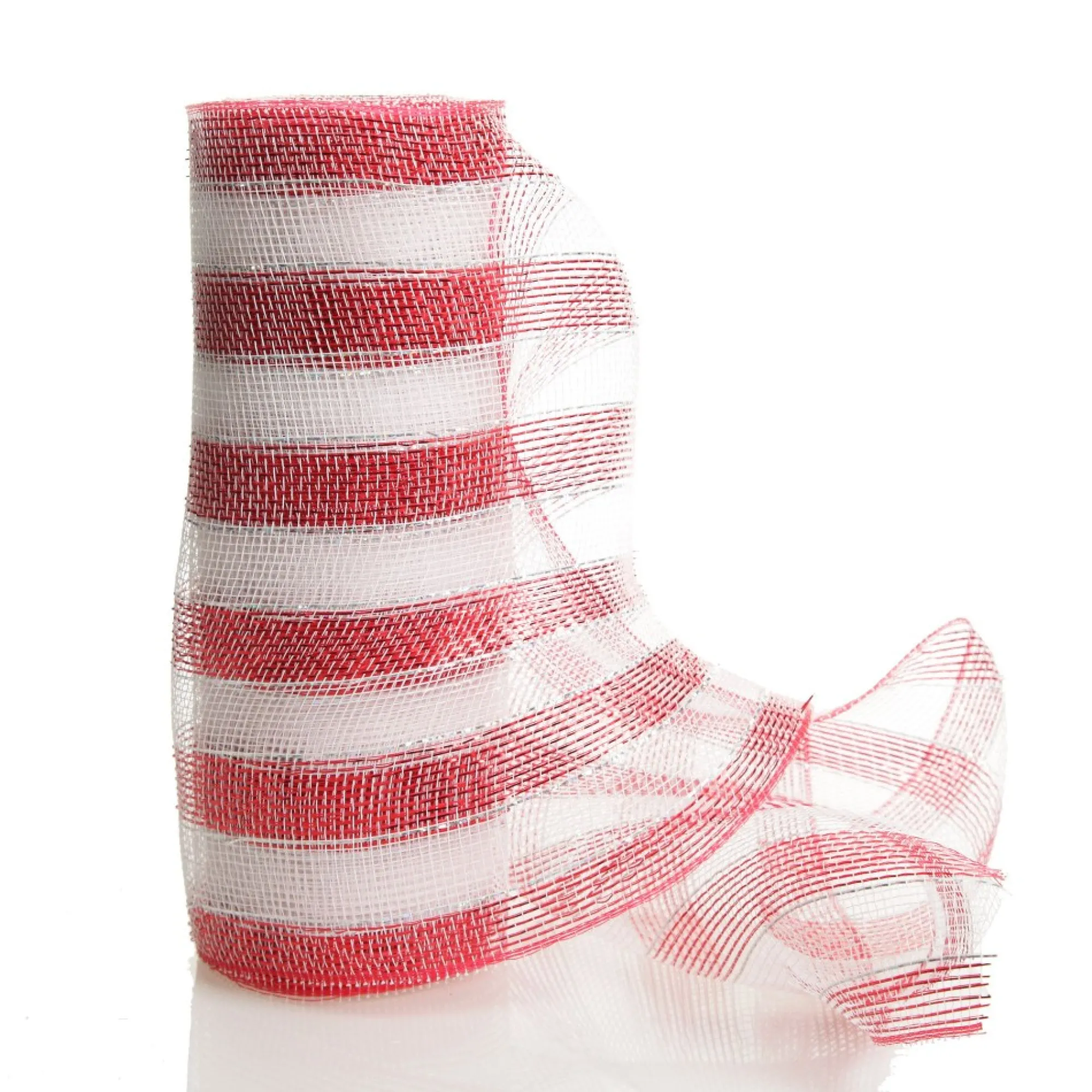 Candy Cane Stripe Metallic Thread Decomesh Roll Outlet