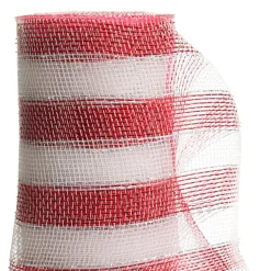 Candy Cane Stripe Metallic Thread Decomesh Roll Outlet