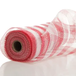 Candy Cane Stripe Metallic Thread Decomesh Roll Outlet