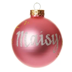 Candy Pink Glass Personalised Christmas Bauble Fashion