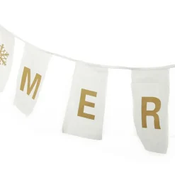 Canvas Gold Merry Christmas Printed Bunting Flash Sale