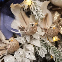 Champagne Bird Clip with Feather Tail - Set of 3 Champagne Bird Clip With Feather Tail - Set Of 3 Best Sale