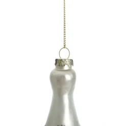 Champagne Bottle Gold Glitter Bubbly Glass Tree Decoration New