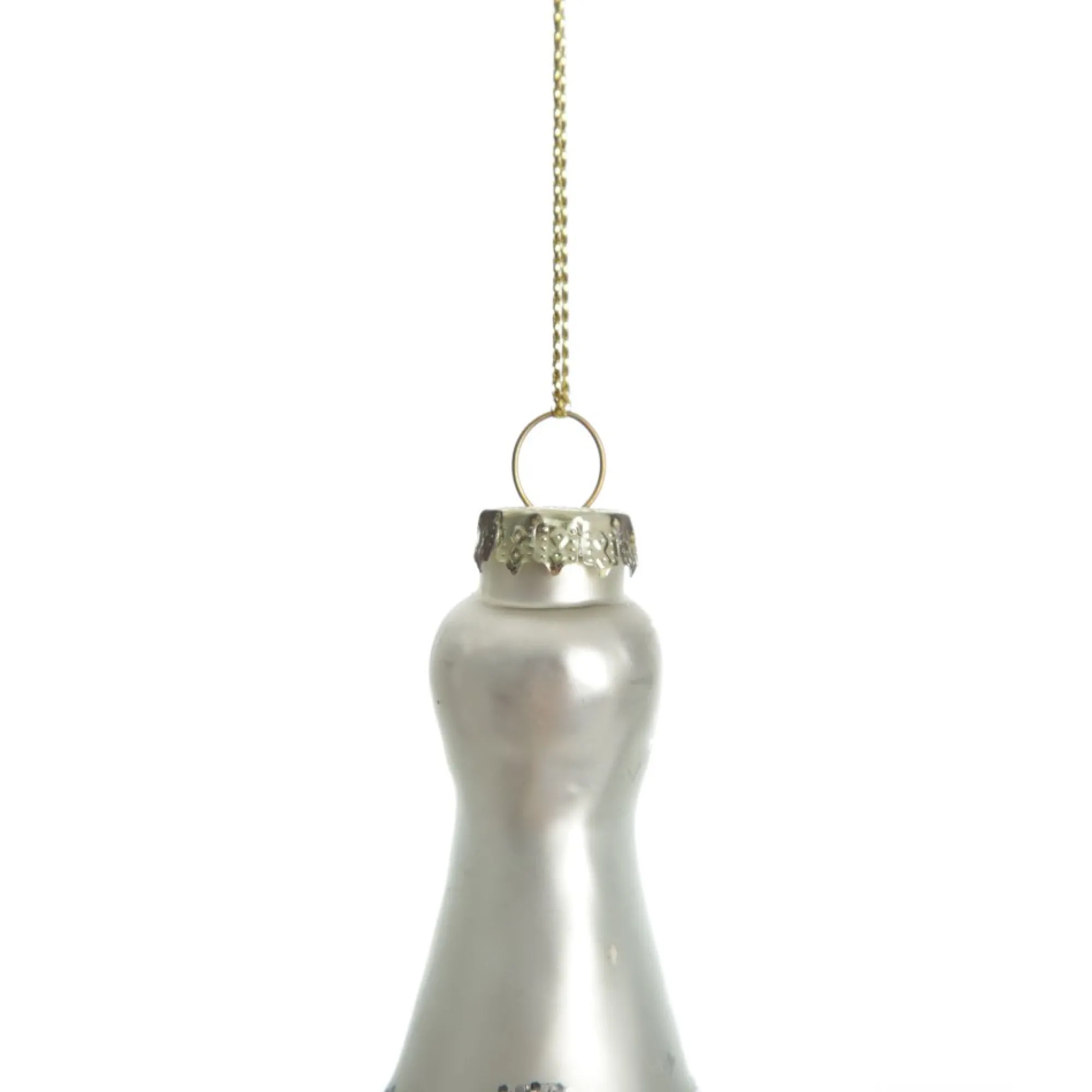 Champagne Bottle Gold Glitter Bubbly Glass Tree Decoration New