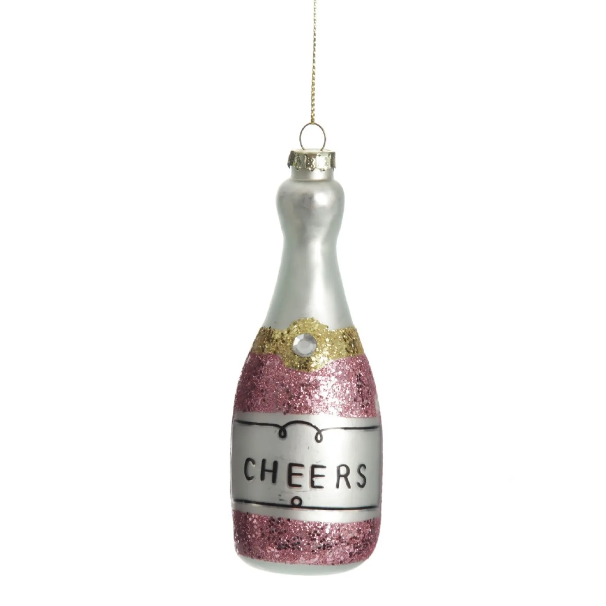 Champagne Bottle Pink Glitter Cheers Glass Tree Decoration Hot