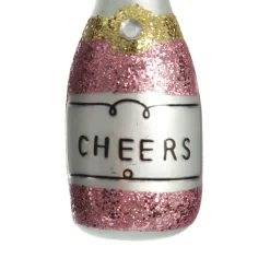 Champagne Bottle Pink Glitter Cheers Glass Tree Decoration Hot