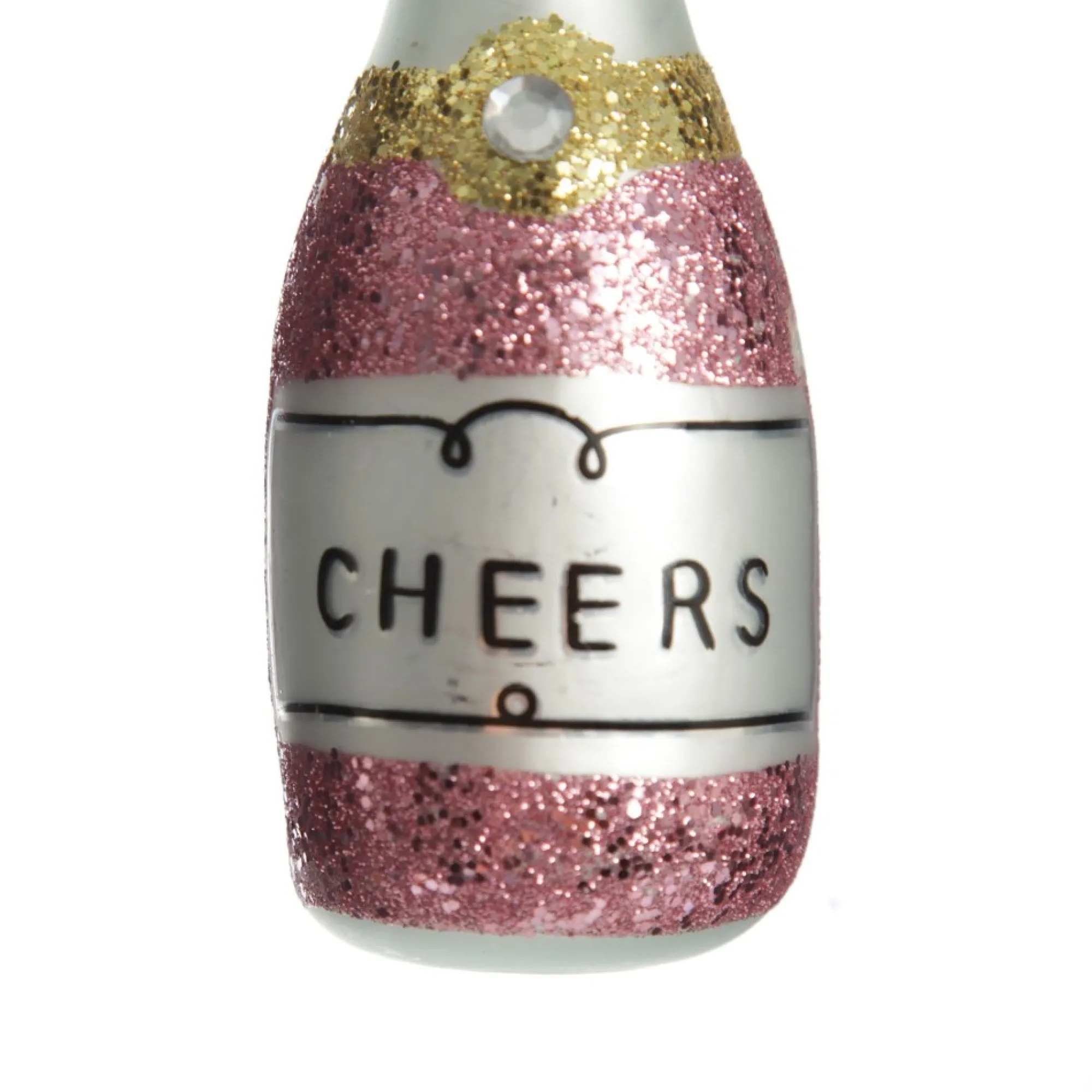Champagne Bottle Pink Glitter Cheers Glass Tree Decoration Hot