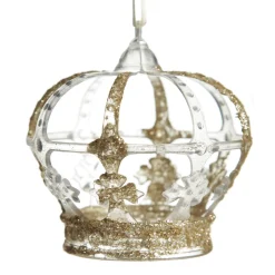 Champagne Glitter and Clear Crown Christmas Decoration Fashion