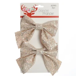 Champagne Glitter Bow - Set of 2 Outlet