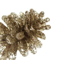 Champagne Glitter Faux Hanging Pinecone New