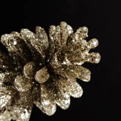 Champagne Glitter Faux Hanging Pinecone New