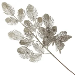 Champagne Glitter Feathers with Butterfly Spray Pick Store