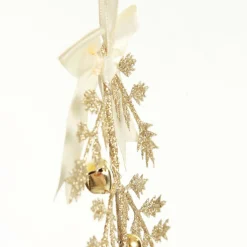 Champagne Glitter Fern Tree Decoration with Mini Bells Store