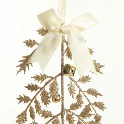 Champagne Glitter Fern Tree Decoration with Mini Bells Store