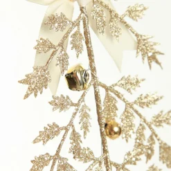 Champagne Glitter Fern Tree Decoration with Mini Bells Store
