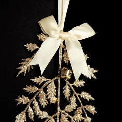Champagne Glitter Fern Tree Decoration with Mini Bells Store