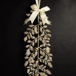 Champagne Glitter Fern Tree Decoration with Mini Bells Store