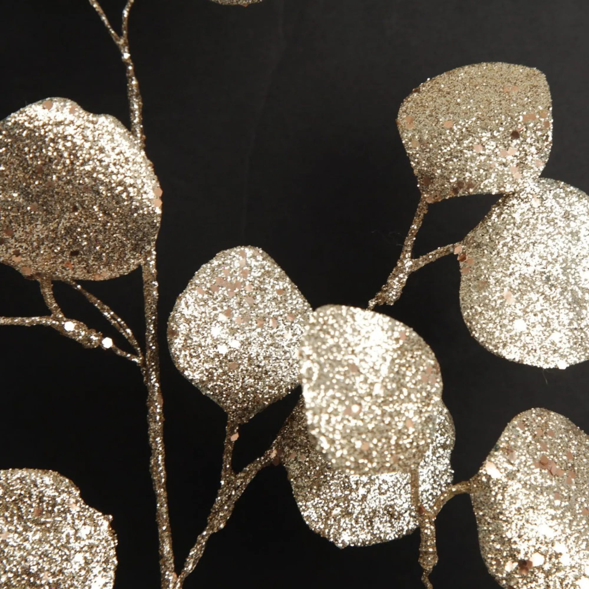 Champagne Glitter Round Leaf Spray Best