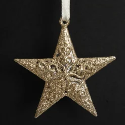Champagne Glitter Star Tree Decorations - Set of 2 Store