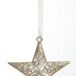 Champagne Glitter Star Tree Decorations - Set of 2 Store