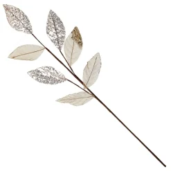 Champagne Mixed Leaf Burlap Sequin Spray New