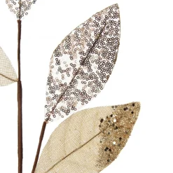 Champagne Mixed Leaf Burlap Sequin Spray New