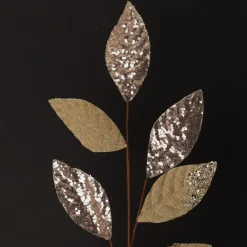 Champagne Mixed Leaf Burlap Sequin Spray New
