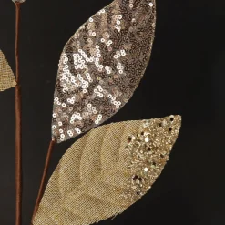 Champagne Mixed Leaf Burlap Sequin Spray New