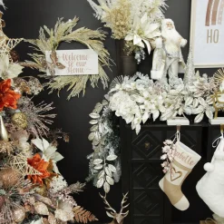 Champagne Sequin Mixed Leaf Christmas Garland Discount