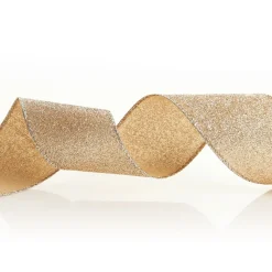 Champagne Sparkle Glitter Ribbon Wired Edge - 6.3cm Discount