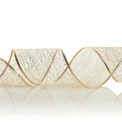Champagne Spider Mesh Wired Christmas Ribbon Garland Shop