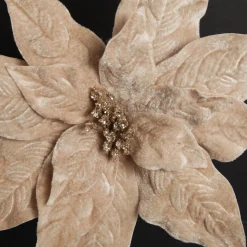 Champagne Velvet Poinsettia Flower Stem Flash Sale