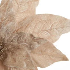 Champagne Velvet Poinsettia Flower Stem Flash Sale