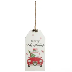 Christmas Car Wooden Gift Tag Tree Decoration Outlet