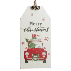 Christmas Car Wooden Gift Tag Tree Decoration Outlet
