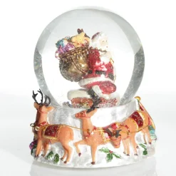Christmas Musical Snowglobe with Santa and his Reindeers Cheap