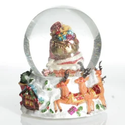 Christmas Musical Snowglobe with Santa and his Reindeers Cheap