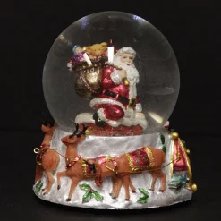 Christmas Musical Snowglobe with Santa and his Reindeers Cheap