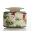 Christmas Ute with Snowy Trees Natural Linen Wired Ribbon - 6.25cm Online