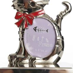 Chrome Cat Christmas Stocking Hanger with Photo Holder Sale